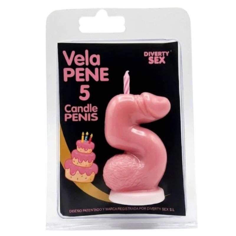 DIABLO PICANTE - PENIS CANDLE IN THE SHAPE OF THE NUMBER 5 PINK COLOR DIABLO PICANTE - PENIS CANDLE IN THE SHAPE OF THE NUMBER 5 PINK COLOR
