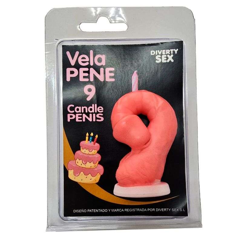 DIABLO PICANTE - PENIS CANDLE IN THE SHAPE OF THE NUMBER 9 PINK COLOR
