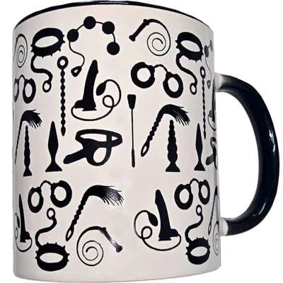 DIABLO PICANTE - WHITE BONDAGE MUG WITH BLACK HANDLE 370 ML