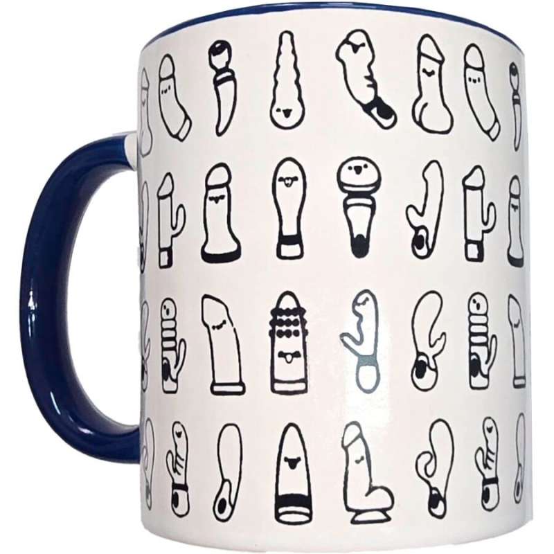DIABLO PICANTE - WHITE VIBRATORS MUG WITH BLUE HANDLE 370 ML DIABLO PICANTE - WHITE VIBRATORS MUG WITH BLUE HANDLE 370 ML