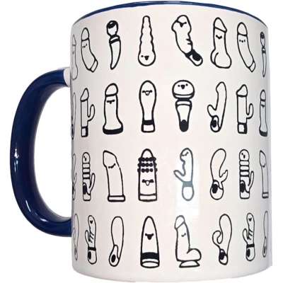 DIABLO PICANTE - WHITE VIBRATORS MUG WITH BLUE HANDLE 370 ML