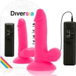 DIVERSIA - FLEXIBLE VIBRATING DILDO PINK 17 CM -O- 3.3 CM