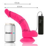 DIVERSIA - FLEXIBLE VIBRATING DILDO PINK 21.5 CM -O- 4.5 CM