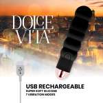 DOLCE VITA - RECHARGEABLE VIBRATOR SIX BLACK 7 SPEEDS