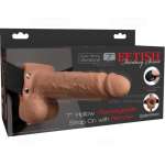FETISH FANTASY SERIES - ADJUSTABLE HARNESS REALISTIC PENIS WITH BALLS RECHARGEABLE AND VIBRATOR 17.8 CM