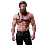 FETISH SUBMISSIVE - ATTITUDE MENS CROSSED SHOULDER ECO LEATHER HARNESS