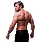 FETISH SUBMISSIVE - ATTITUDE MENS CROSSED SHOULDER ECO LEATHER HARNESS