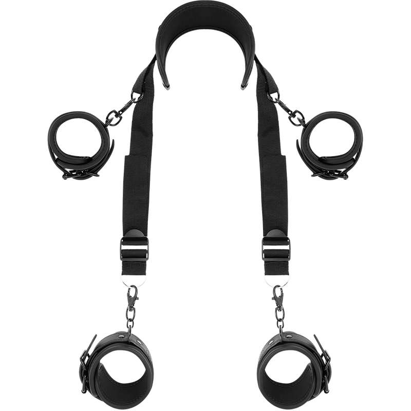 FETISH SUBMISSIVE - MASTER POSITION WITH 4 NOPRENE-LINED HANDCUFFS FETISH SUBMISSIVE - MASTER POSITION WITH 4 NOPRENE-LINED HANDCUFFS