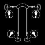 FETISH SUBMISSIVE - MASTER POSITION WITH 4 NOPRENE-LINED HANDCUFFS