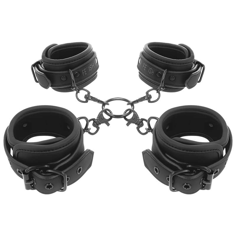 FETISH SUBMISSIVE - SET OF HAND AND ANKLE HANDCUFFS WITH NOPRENE LINING