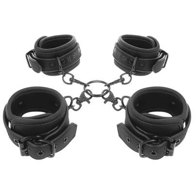 FETISH SUBMISSIVE - SET OF HAND AND ANKLE HANDCUFFS WITH NOPRENE LINING