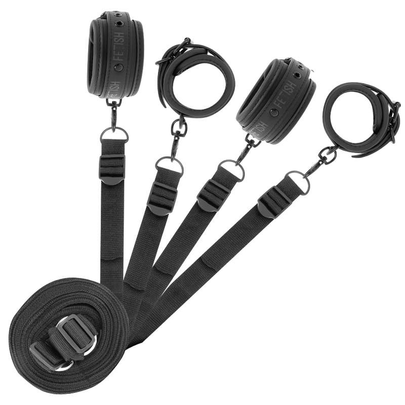 FETISH SUBMISSIVE - SET OF HANDCUFFS AND TIES WITH NOPRENE LINING FETISH SUBMISSIVE - SET OF HANDCUFFS AND TIES WITH NOPRENE LINING