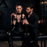 FETISH SUBMISSIVE - VEGAN LEATHER NECKLACE AND HANDCUFFS WITH NOPRENE LINING
