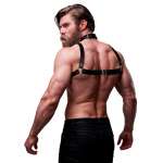 FETISH SUBMISSIVE ATTITUDE - ADJUSTABLE ECO-LEATHER CHEST HARNESS WITH NECKLACE FOR MEN