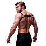 FETISH SUBMISSIVE ATTITUDE - ADJUSTABLE NEOPRENE CROSS-OVER CHEST BULLDOG HARNESS WITH ZIPPERS FOR MEN