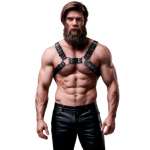 FETISH SUBMISSIVE ATTITUDE - MENS ADJUSTABLE ECO-LEATHER CHEST BULLDOG HARNESS