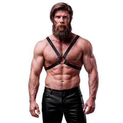FETISH SUBMISSIVE ATTITUDE - MENS CROSS CHEST ECO-LEATHER HARNESS