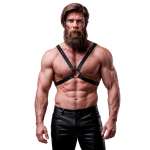FETISH SUBMISSIVE ATTITUDE - MENS CROSS CHEST ECO-LEATHER HARNESS