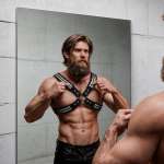 FETISH SUBMISSIVE ATTITUDE - MENS CROSSED CHEST ECO-LEATHER HARNESS WITH RIVETS