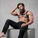 FETISH SUBMISSIVE ATTITUDE - MENS ECO-LEATHER BULLDOG CHEST HARNESS SIZE M/L