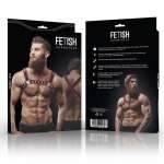 FETISH SUBMISSIVE ATTITUDE - MENS ECO-LEATHER CHEST BULLDOG HARNESS BLACK/RED