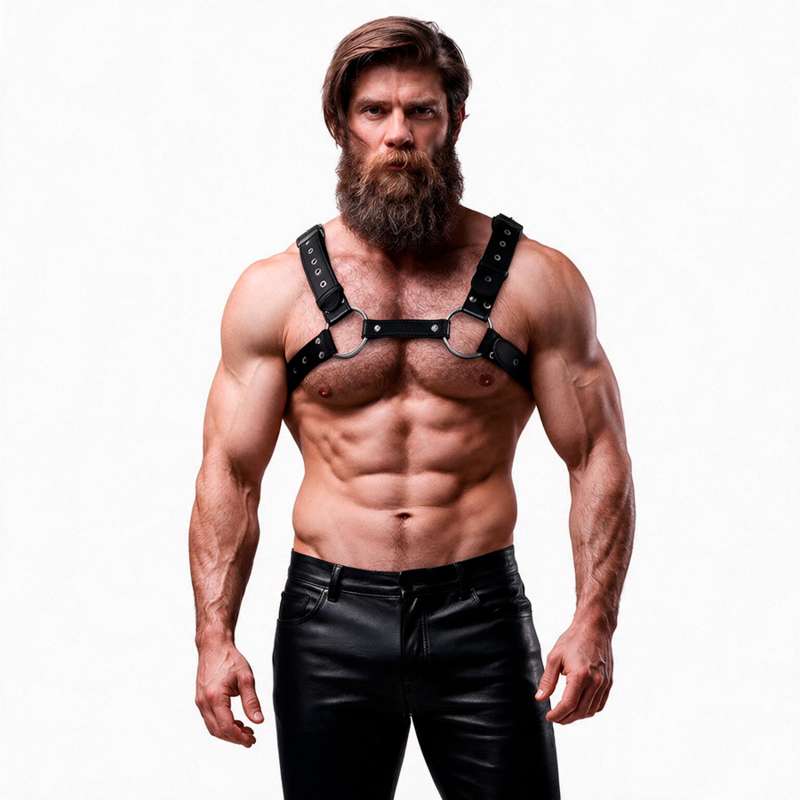 FETISH SUBMISSIVE ATTITUDE - MENS ECO-LEATHER CHEST HARNESS WITH STUDS FETISH SUBMISSIVE ATTITUDE - MENS ECO-LEATHER CHEST HARNESS WITH STUDS