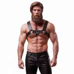 FETISH SUBMISSIVE ATTITUDE - MENS ECO-LEATHER CHEST HARNESS