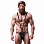 FETISH SUBMISSIVE ATTITUDE - MENS V-SHAPED ECO-LEATHER HARNESS