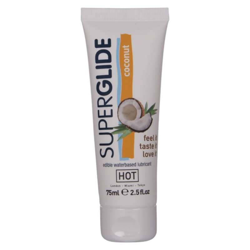 HOT - SUPERGLIDE EDIBLE LUBRICANT WATERBASED COCONUT 75 ML HOT - SUPERGLIDE EDIBLE LUBRICANT WATERBASED COCONUT 75 ML