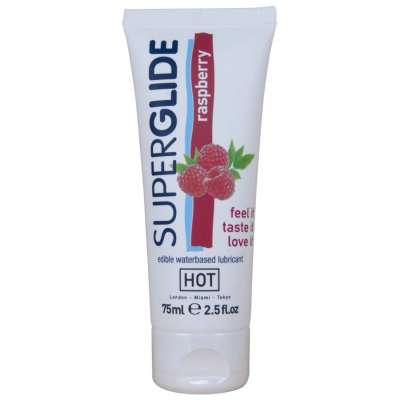 HOT - SUPERGLIDE EDIBLE LUBRICANT WATERBASED RASPBERRY 75 ML
