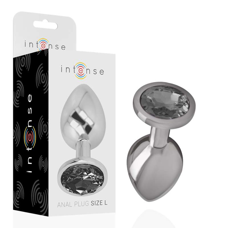INTENSE - ALUMINUM METAL ANAL PLUG WITH BLACK GLASS SIZE L INTENSE - ALUMINUM METAL ANAL PLUG WITH BLACK GLASS SIZE L