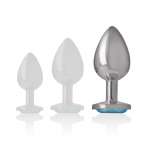 INTENSE - ALUMINUM METAL ANAL PLUG WITH BLUE CRYSTAL SIZE L