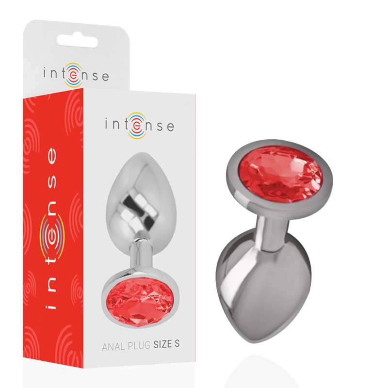 INTENSE - ALUMINUM METAL ANAL PLUG WITH RED CRYSTAL SIZE S INTENSE - ALUMINUM METAL ANAL PLUG WITH RED CRYSTAL SIZE S