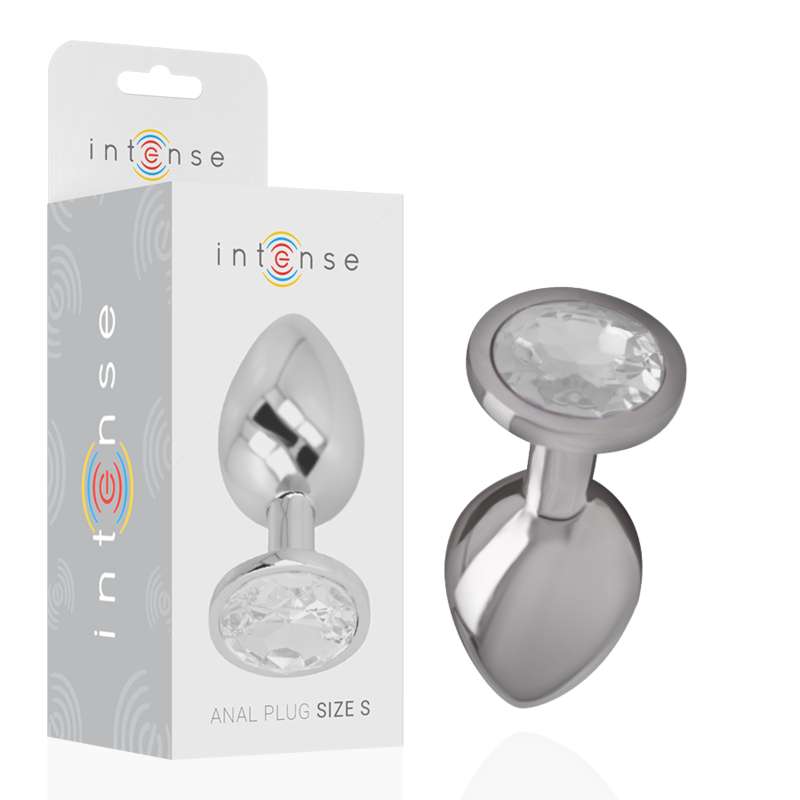 INTENSE - ALUMINUM METAL ANAL PLUG WITH SILVER CRYSTAL SIZE S INTENSE - ALUMINUM METAL ANAL PLUG WITH SILVER CRYSTAL SIZE S