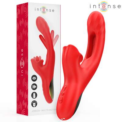 INTENSE - JESSICA MULTIFUNCTION VIBRATOR CLITORIS STIMULATION 24.8 CM RED