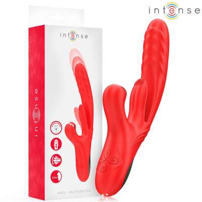 INTENSE - Karol monitoimi vibraattori Thrust ja Stimulation ja stimuloiva Waves punainen