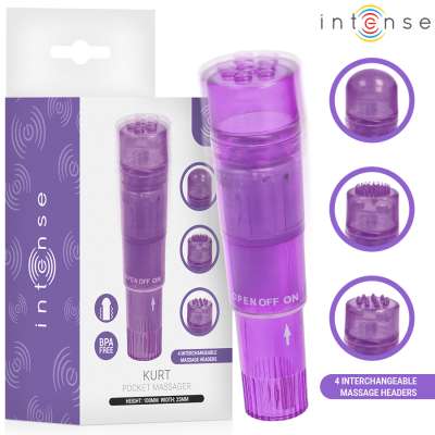 INTENSE - KURT MINI MASSAGER WITH 4 INTERCHANGEABLE HEADS PURPLE