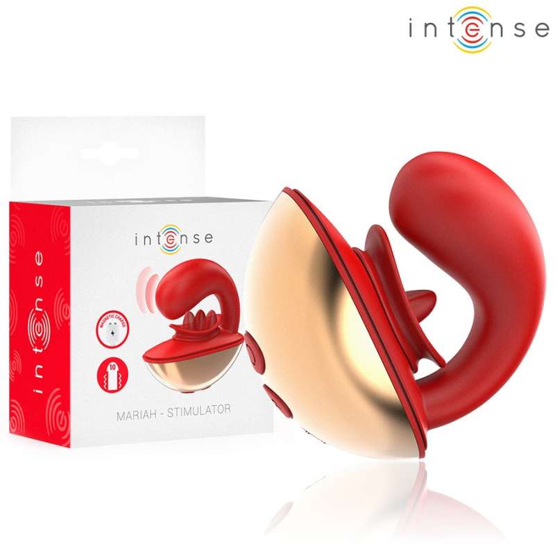 INTENSE - Mariah vibraattori ja stimulaattori In U Shape 10 värinää punainen INTENSE - Mariah vibraattori ja stimulaattori In U Shape 10 värinää punainen