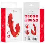INTENSE - NATHY DOUBLE VIBRATOR WITH MULTIFUNCTION STIMULATING MOUTH RED