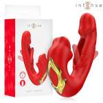 INTENSE - NATHY DOUBLE VIBRATOR WITH MULTIFUNCTION STIMULATING MOUTH RED