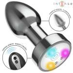 INTENSE - VIBRATING METAL ANAL PLUG WITH LED LIGHTS AND REMOTE CONTROL - SIZE S