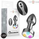 INTENSE - VIBRATING METAL ANAL PLUG WITH LED LIGHTS AND REMOTE CONTROL - SIZE S