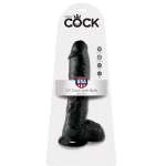 KING COCK - DILDO BLACK WITH BALLS 25.4 CM
