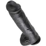 KING COCK - DILDO BLACK WITH BALLS 28 CM