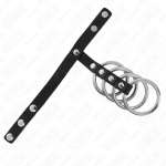 KINK - 4 METAL PENIS RINGS 3.8 CM CONNECTED WITH LEATHER STRAP 22 X 1.5 CM AND PRESSURE CLOSURE
