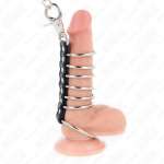 KINK - 7 METAL PENIS RINGS 3.8 CM TO 5 CM CONNECTED WITH LEATHER AND METAL CHAIN 100 CM