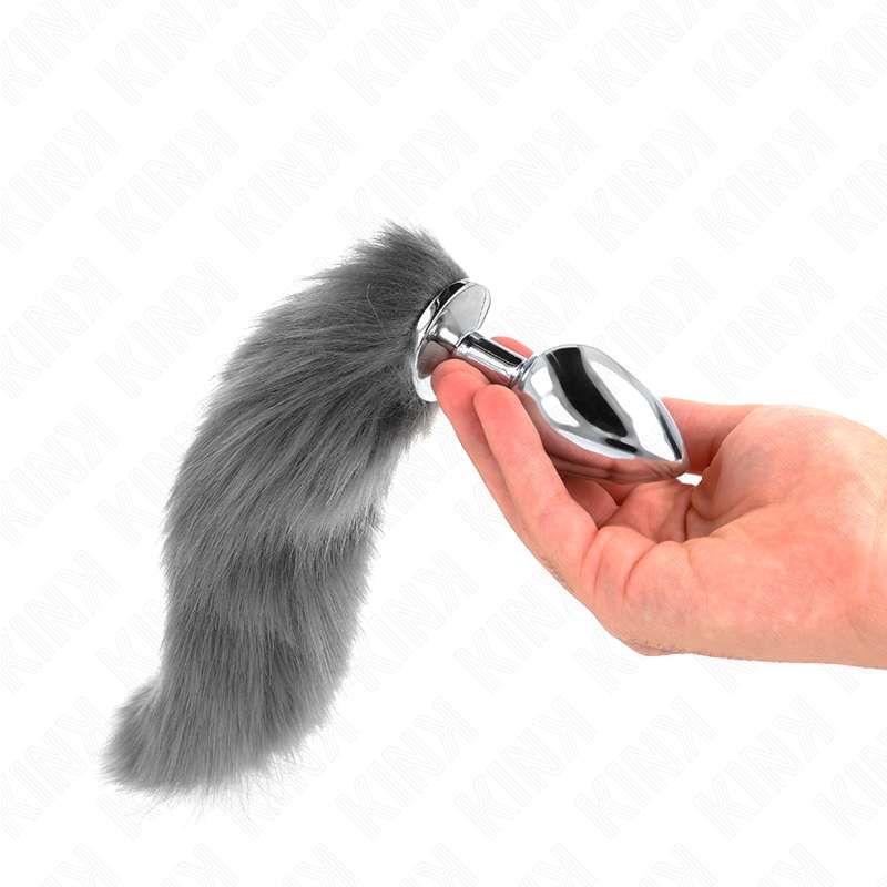 KINK - ANAL PLUG SIZE L 10 X 4 CM WITH SYNTHETIC TAIL 40 CM GREY AND WHITE KINK - ANAL PLUG SIZE L 10 X 4 CM WITH SYNTHETIC TAIL 40 CM GREY AND WHITE