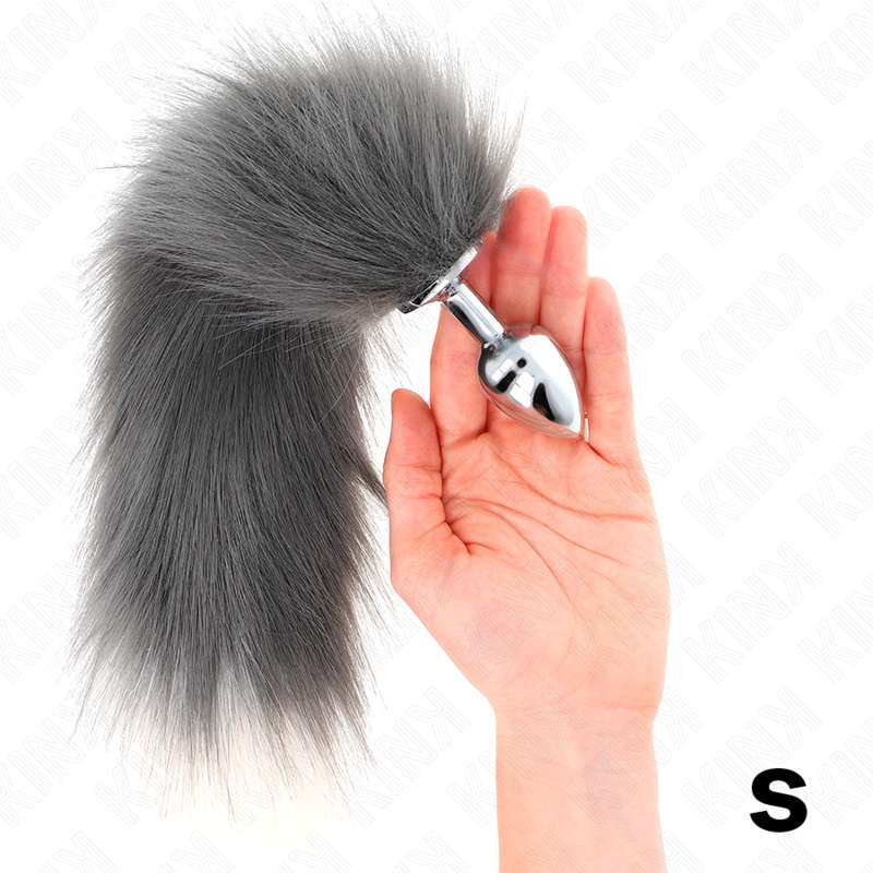 KINK - ANAL PLUG SIZE S 7 X 3 CM WITH SYNTHETIC TAIL 40 CM GREY AND WHITE KINK - ANAL PLUG SIZE S 7 X 3 CM WITH SYNTHETIC TAIL 40 CM GREY AND WHITE