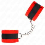 KINK - BEGINNER FUR HAND CUFFS BLACK-RED 30 X 7 CM