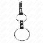 KINK - DOUBLE PENIS RING 3.8 CM TO 5 CM CONNECTED BY LEATHER